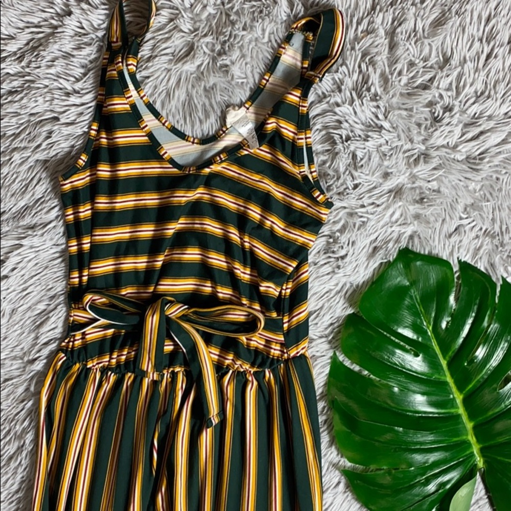 Caution to the wind striped cropped jumpsuit L